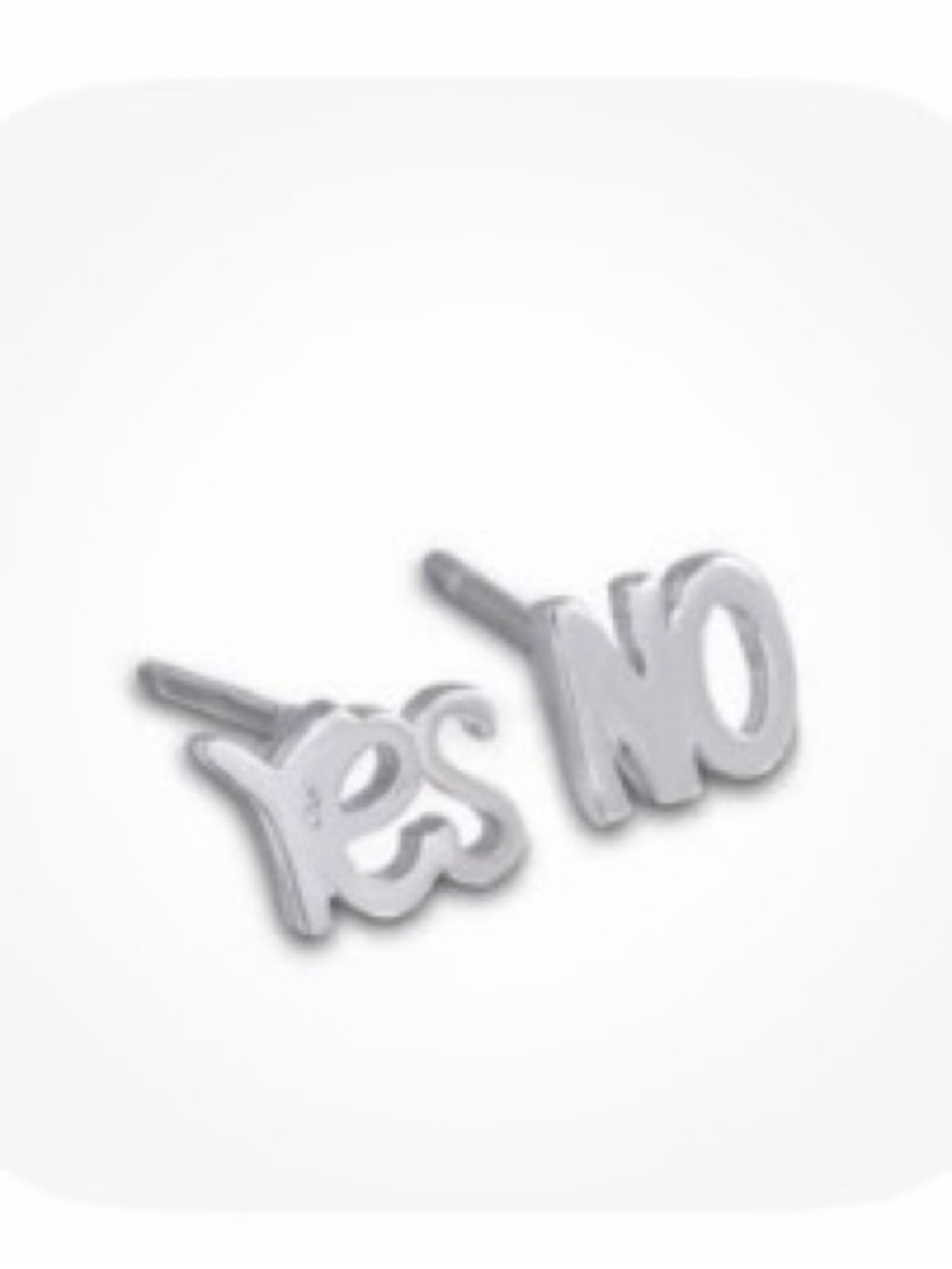 Silver "Yes" and "No" Kids Stud Earrings